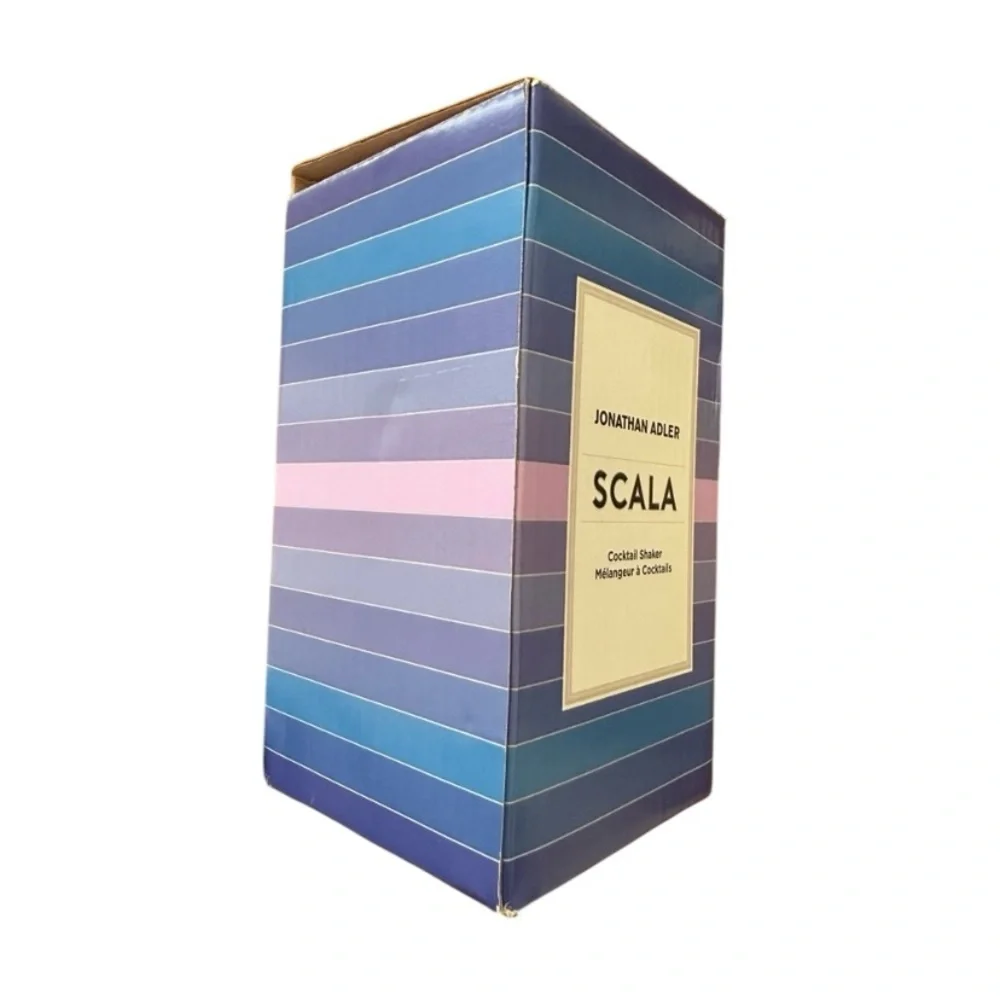 Jonathan Adler Scala Striped Cocktail Shaker Metal Bar Cart Drink Shaker NWT